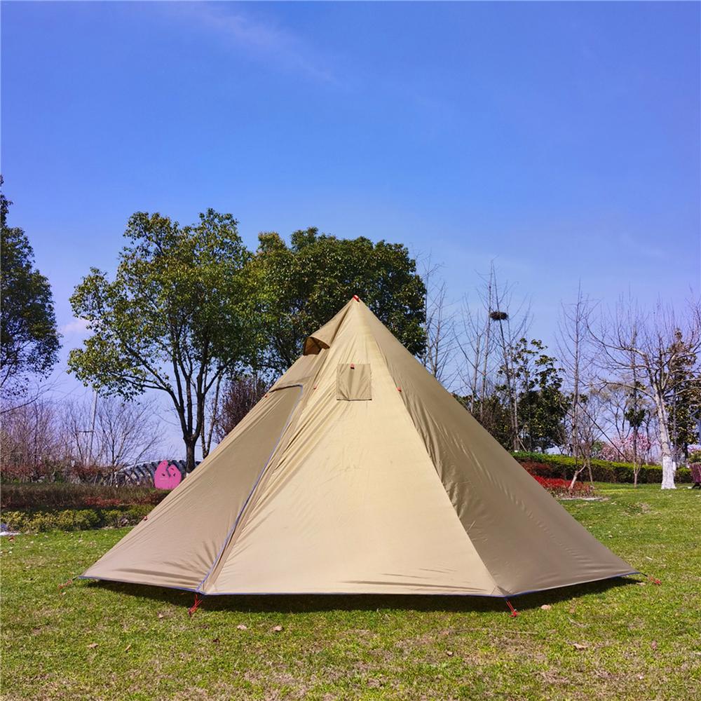 Cheap Goat Tents Camping Tent 3 Person Family Tent Ultralight Waterproof Camping Tent Lightweight Pyramid Outdoor Tent With Square Chimney Window   